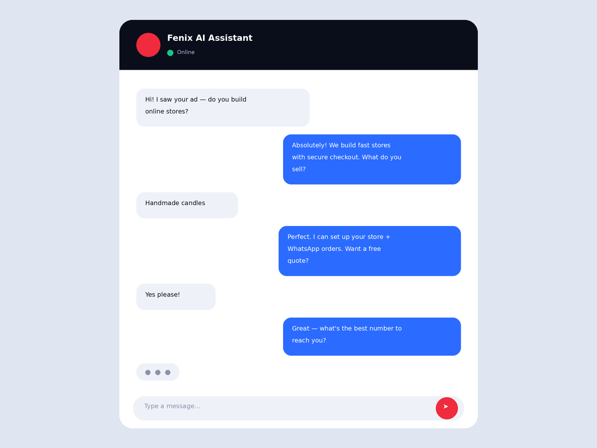 AI chatbot assistant conversation mockup