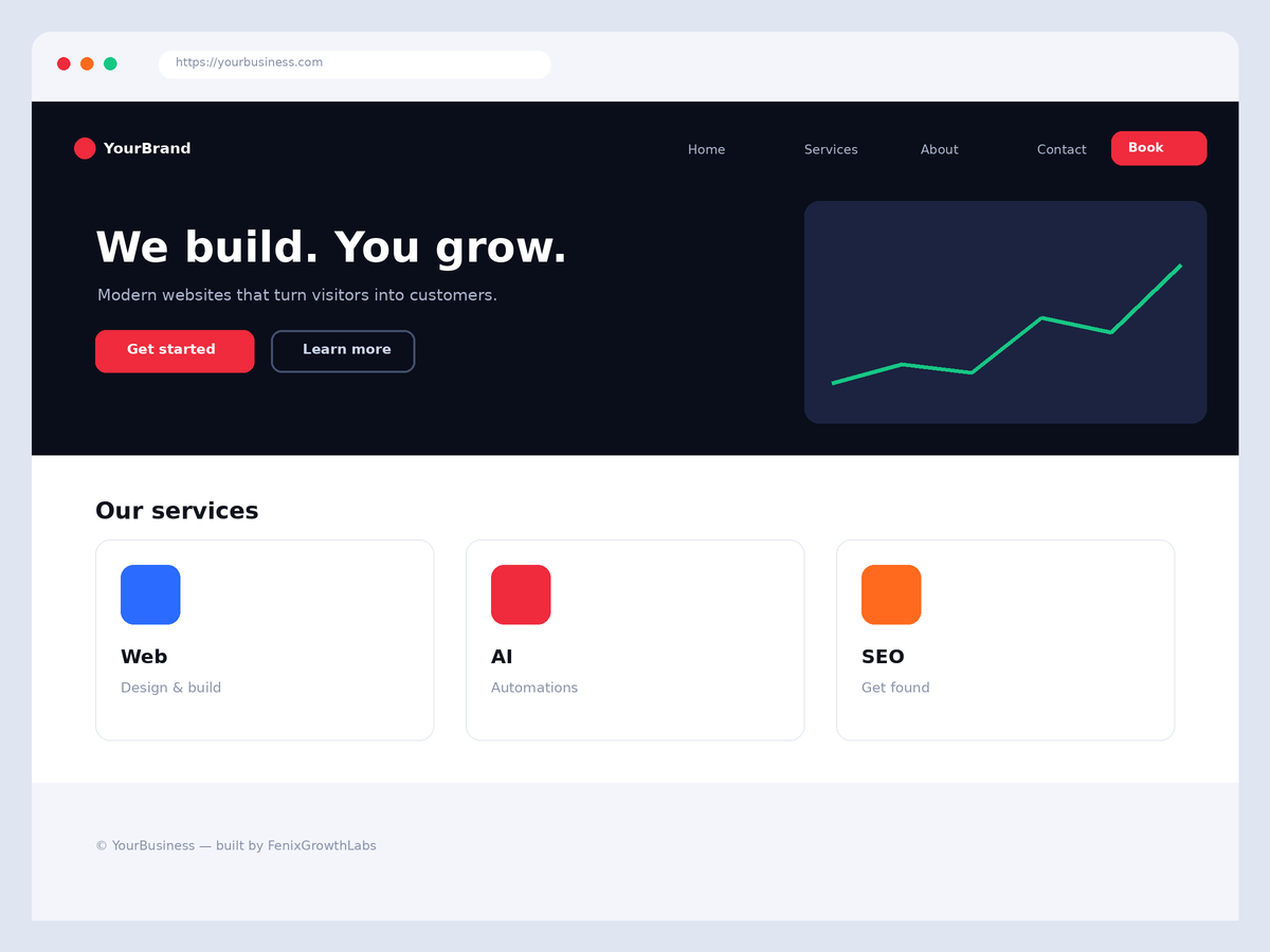 Modern business website mockup built by FenixGrowthLabs